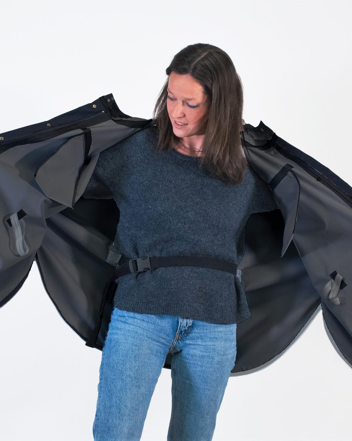 NOLITOY Poncho Pluie Vélo Coupe-Vent Avec Capuche – Bleu, Court Dans Le Dos, Idéal Vélo Scooter Fauteuil Roulant, Taille Unique Unisexe